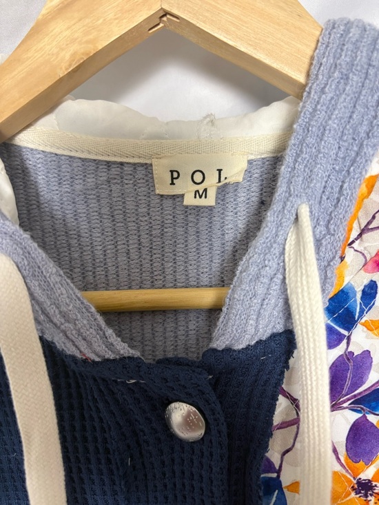 POL Patchwork Floral Hooded Jacket in Navy & Lavender size M - Picture 4 of 7